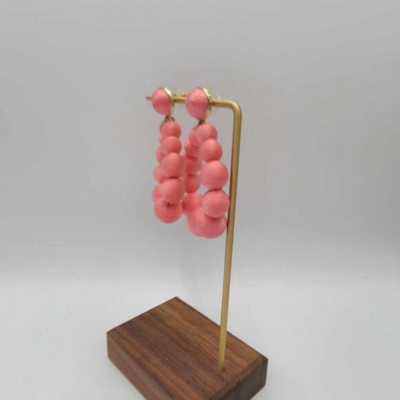 J Crew Factory Pink Thread Wrapped Statement Earrings NWOT! - Picture 6 of 10